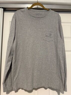 Vineyard Vines | Mens Garment Dyed Vintage Whale Pocket Long Sleeve Tee L Gray
